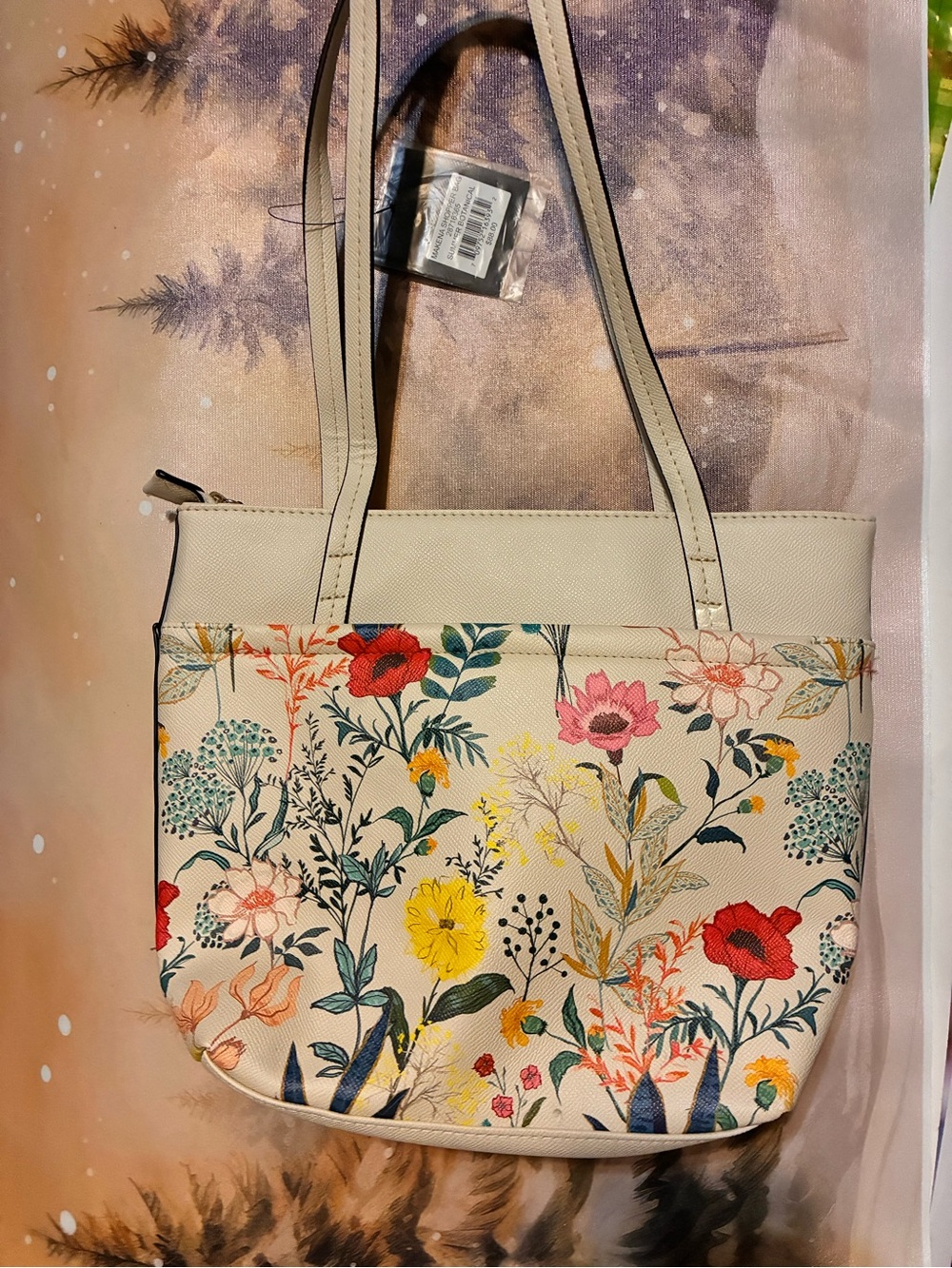 Nanette Lepore Floral Print Cream Tote Bag - Lightweight Everyday Shoulder Bag
